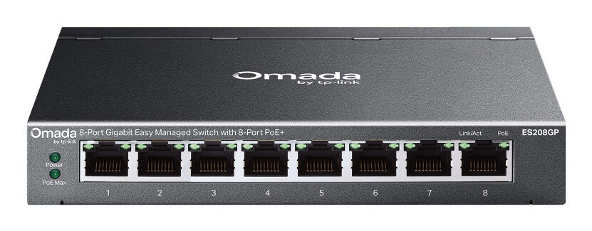 TP-Link Omada ES208GP network switch Managed L2 Gigabit Ethernet (10/100/1000) Power over Ethernet (PoE) DIN rail Black