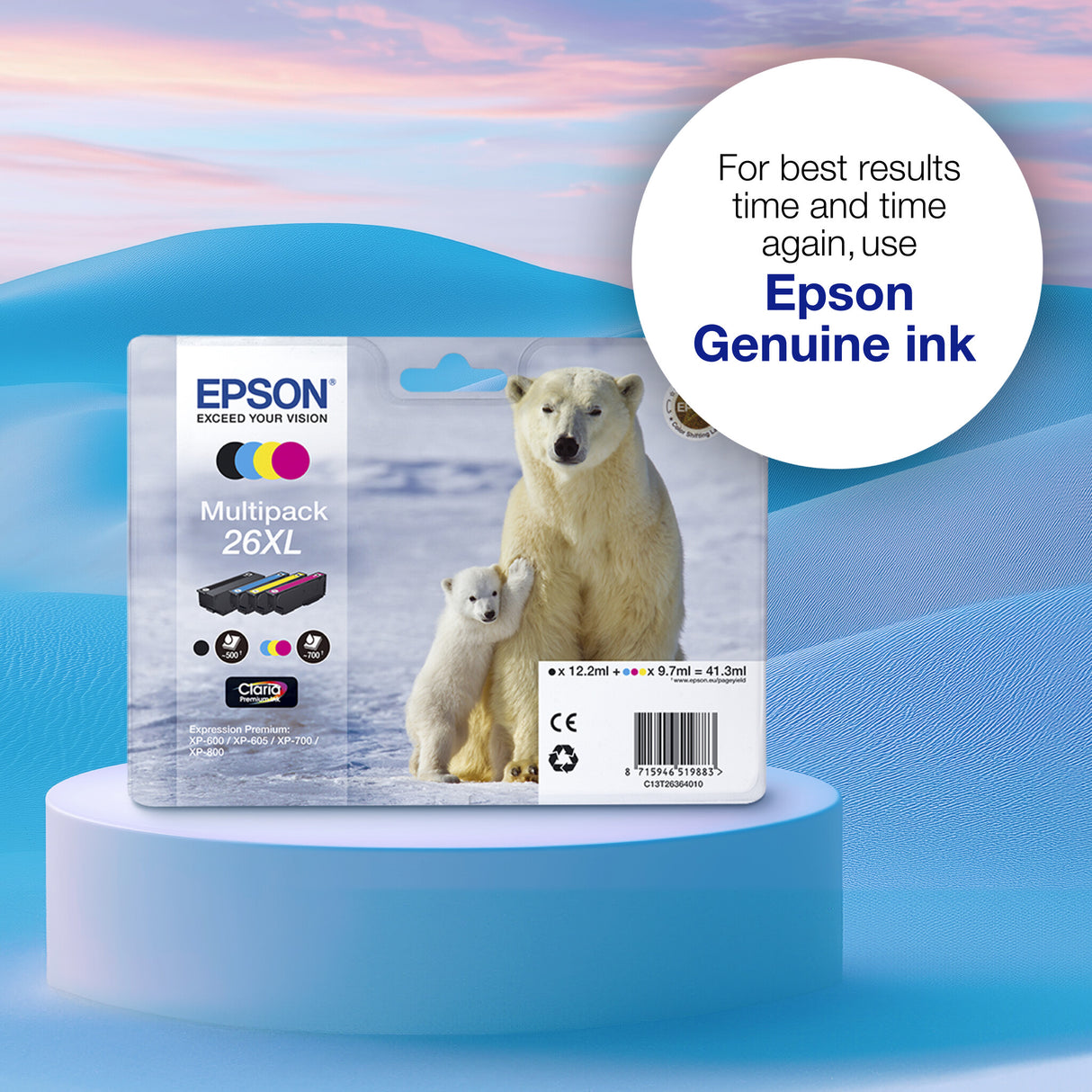 Epson Polar bear 26 Claria Premium Single Cyan Ink