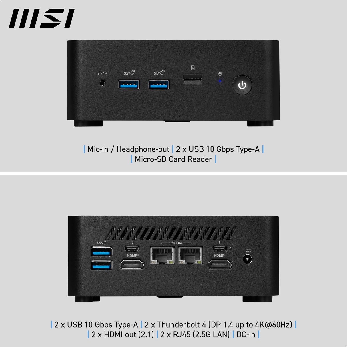 MSI Cubi NUC 1M Intel Core 7 150U (14th Gen - Series 1) Barebone, NUC, SFF, Mini Computer, HTPC, (NO RAM, NO Storage, NO OS), Intel Graphics/DDR5/Dual ThunderBolt 4/Dual HDMI/Dual LAN/WiFi 6E/BT 5.3/VESA - NUC 1M i7 150U BB