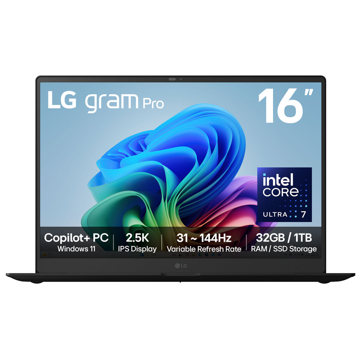 LG Gram Pro AI 16Z90TS-G.AU89A1 laptop Intel Core Ultra 7 258V 40.6 cm (16") 2.5K 32 GB LPDDR5x-SDRAM 1 TB SSD Wi-Fi 7 (802.11be) Windows 11 Home, Metal Grey