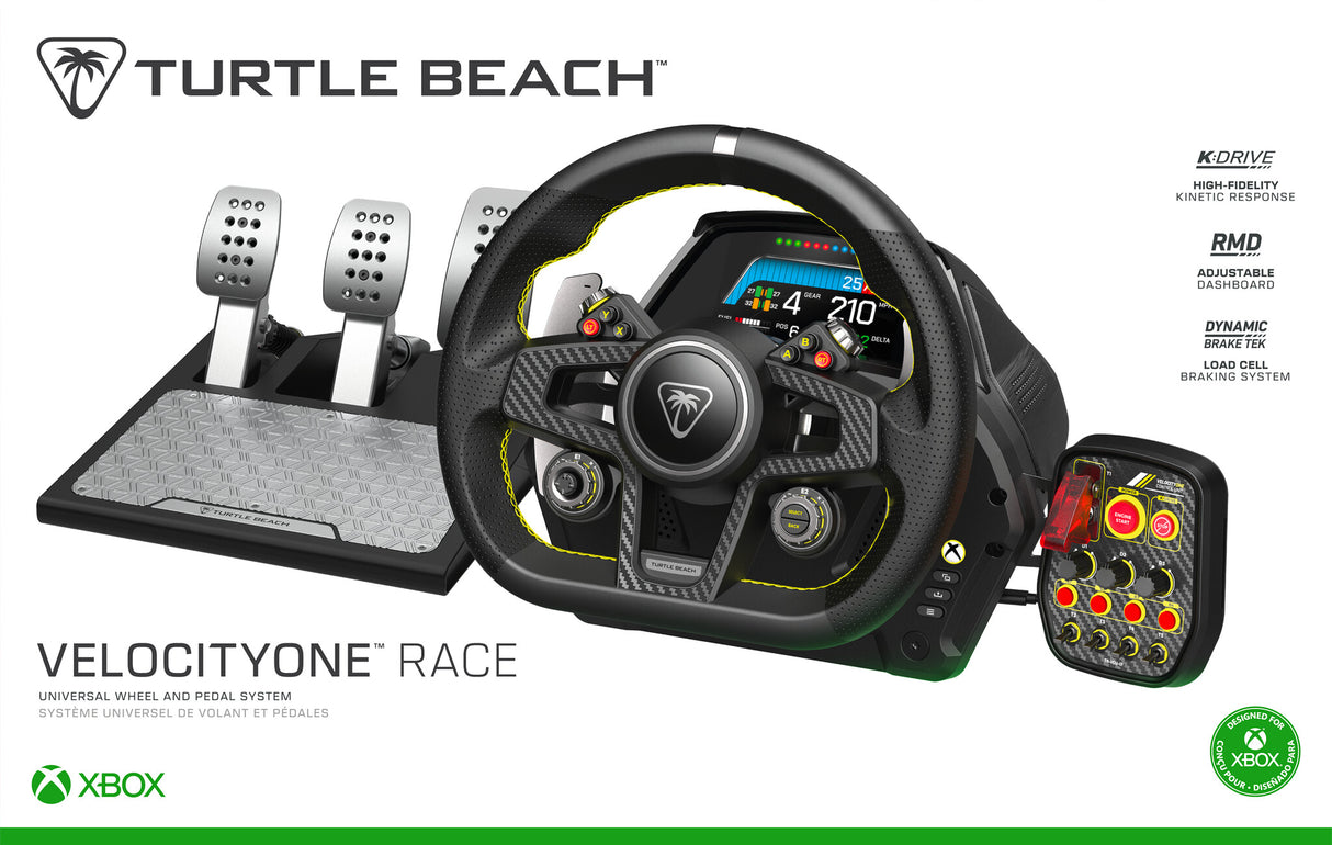 Turtle Beach VelocityOne Race Wheel and Pedal System with Force Feedback, Magnetic Paddle Shifters and Hall Effect Sensors for Xbox Series X or S, Xbox One and Windows. Officially licensed for Xbox