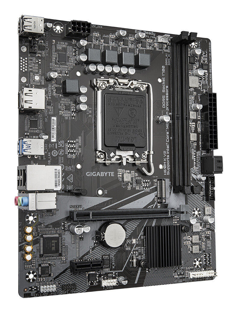 GIGABYTE H610M K V2 Motherboard - Intel Core 14th CPUs, up to 5600MHz DDR5, 1xPCIe 3.0 M.2, 1GbE LAN, USB 3.2 Gen 1