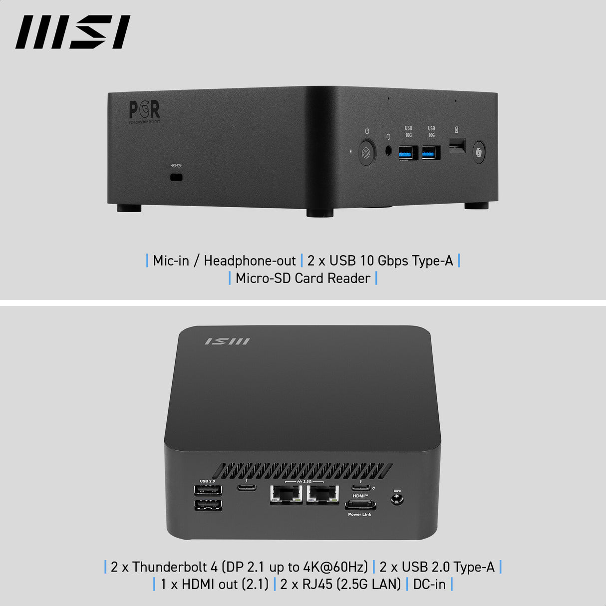 MSI Cubi NUC AI+ 2MG Intel Core Ultra 7 258V, Desktop PC, NUC, SFF, Mini Computer, HTPC, (32GB RAM, 1TB Storage, Windows 11 PRO NextGen Premium), Intel Arc Graphics/Embedded DDR5/Dual ThunderBolt 4/HDMI/Dual LAN/WiFi 6E/BT 5.3/VESA