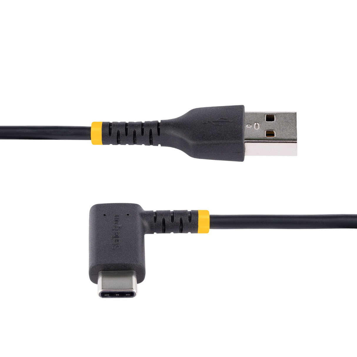 StarTech.com 6in (15cm) USB A to C Charging Cable Right Angle - Heavy Duty Fast Charge USB-C Cable - Black USB 2.0 A to Type-C - Rugged Aramid Fiber - 3A - Short USB Charging Cord