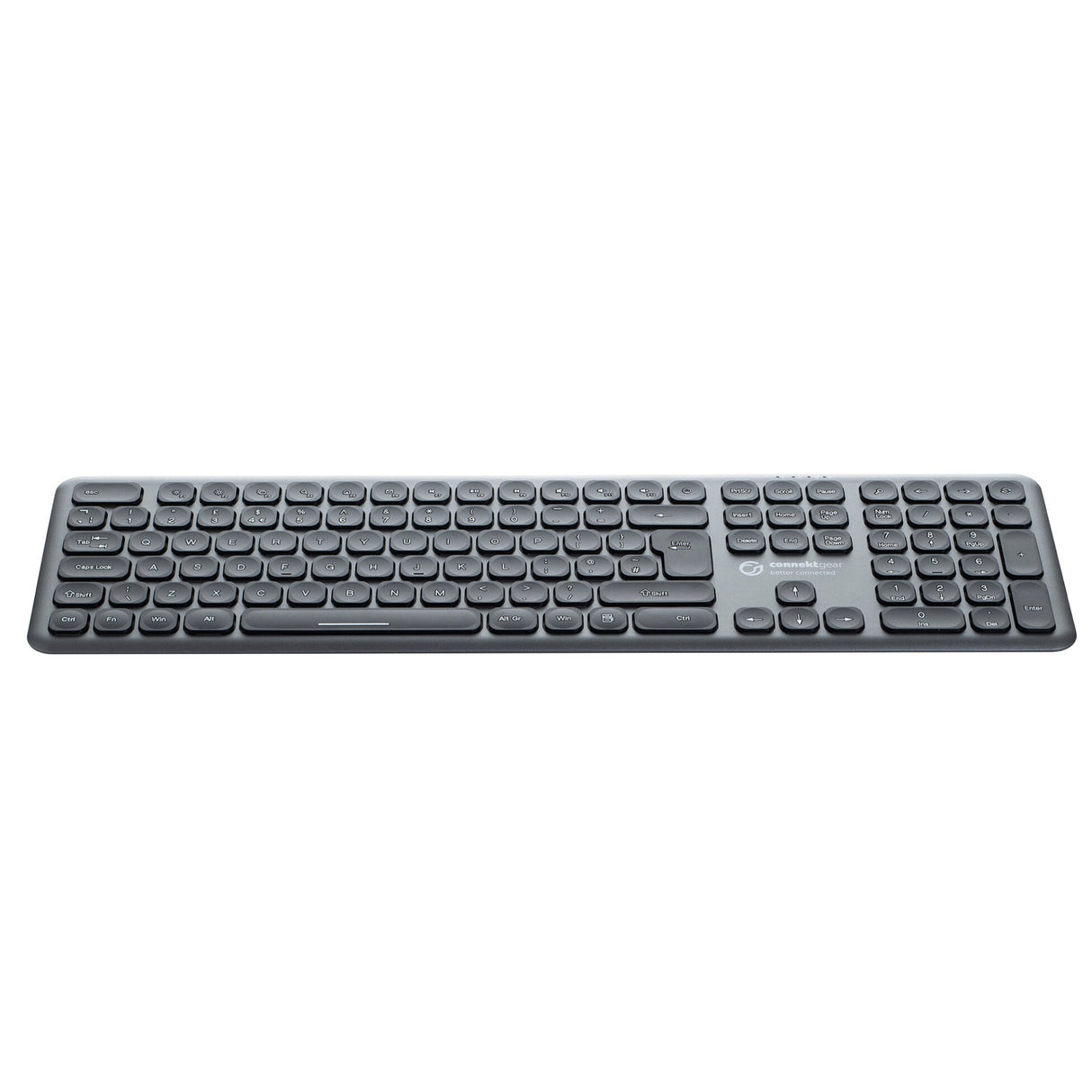 connektgear KB238 Wireless Multimedia UK Layout Keyboard & 5 Button Optical Mouse - Silver With Black Keys