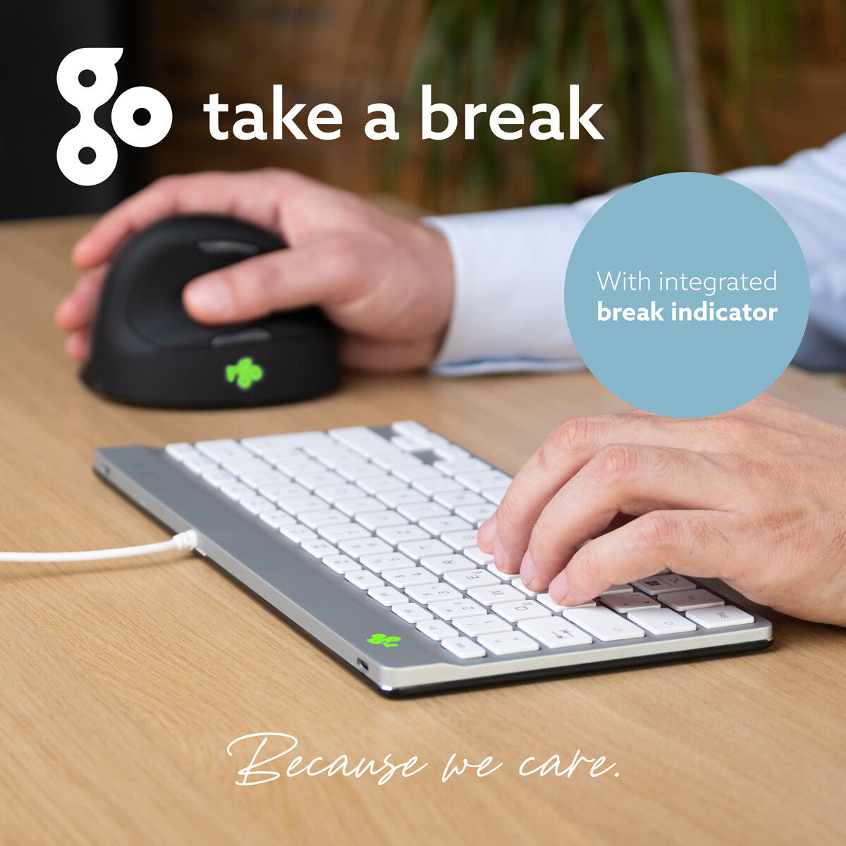 R-Go Tools Ergonomic keyboard R-Go Compact Break, compact keyboard with break software, QWERTY (UK), wired, white
