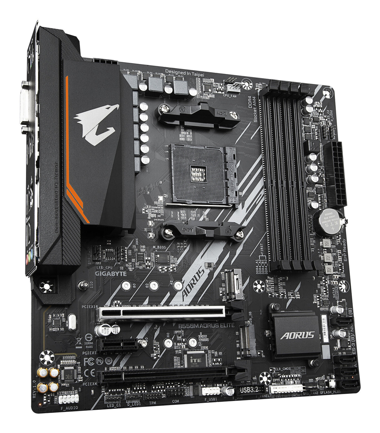 GIGABYTE B550M AORUS ELITE Motherboard - AMD Ryzen 5000 CPUs, 5+3 Phases VRM, up to 4733MHz DDR4, 1xPCIe 4.0 + 1xPCIe 3.0 M.2, 1GbE LAN, USB 3.2 Gen 1
