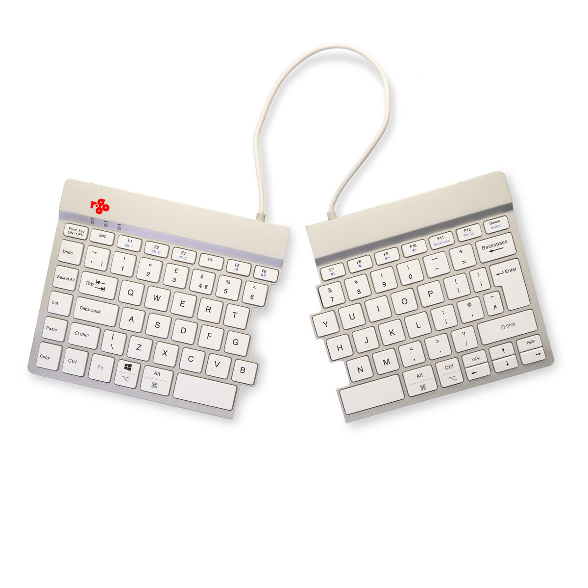 R-Go Tools Ergonomic keyboard R-Go Split Break with break software, ergonomic split keyboard, QWERTY (UK), Bluetooth, white