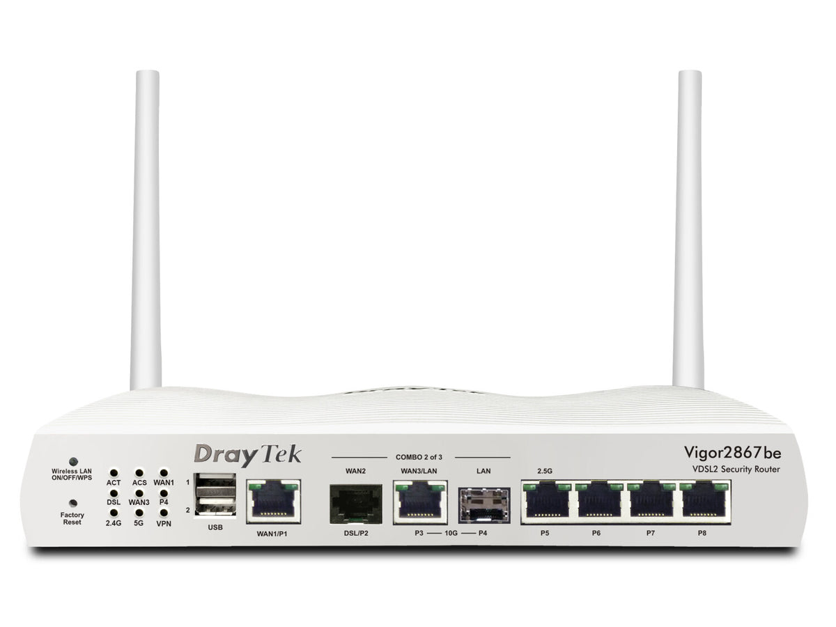 DrayTek Vigor 2867be Multi-Gigabit Multi-WAN Wi-Fi 7 VDSL & FTTP Firewall VPN Router