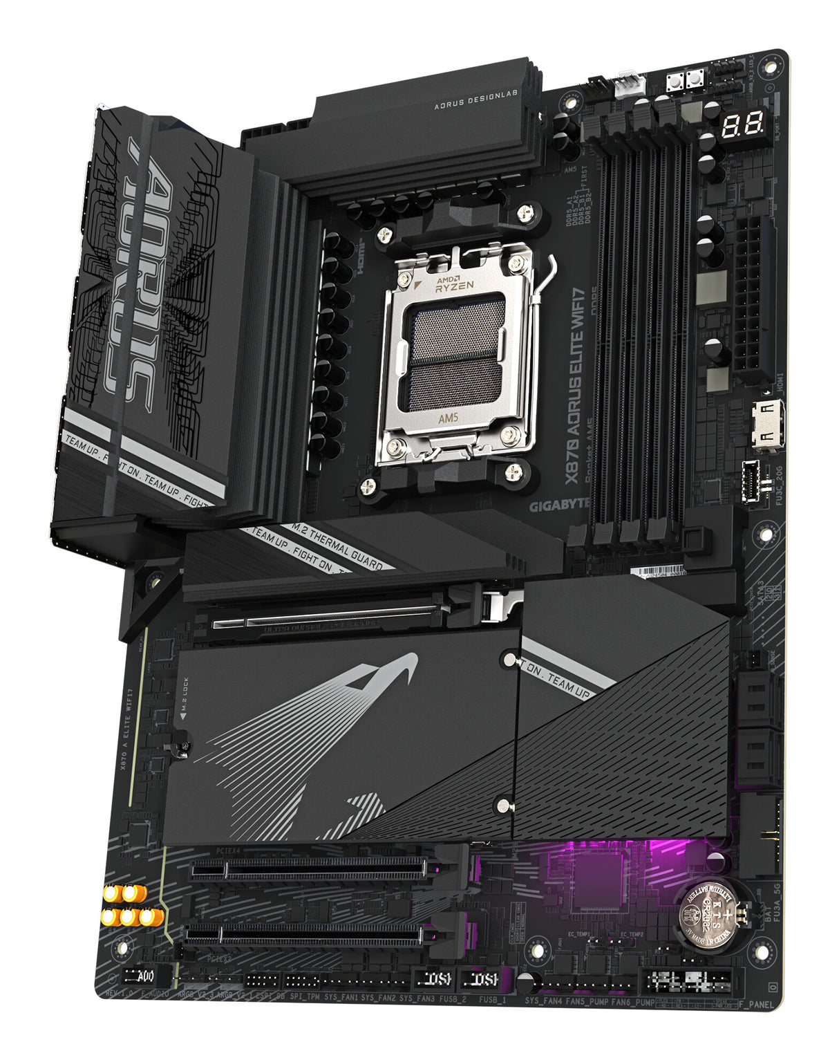 GIGABYTE X870 AORUS ELITE WIFI7 Motherboard - Supports AMD Ryzen 9000 CPUs, 16+2+2 phases VRM, up to 8000MHz DDR5 (OC), 3xPCIe 5.0 + 1xPCIe 4.0, Wi-Fi 7, 2.5GbE LAN, USB 4