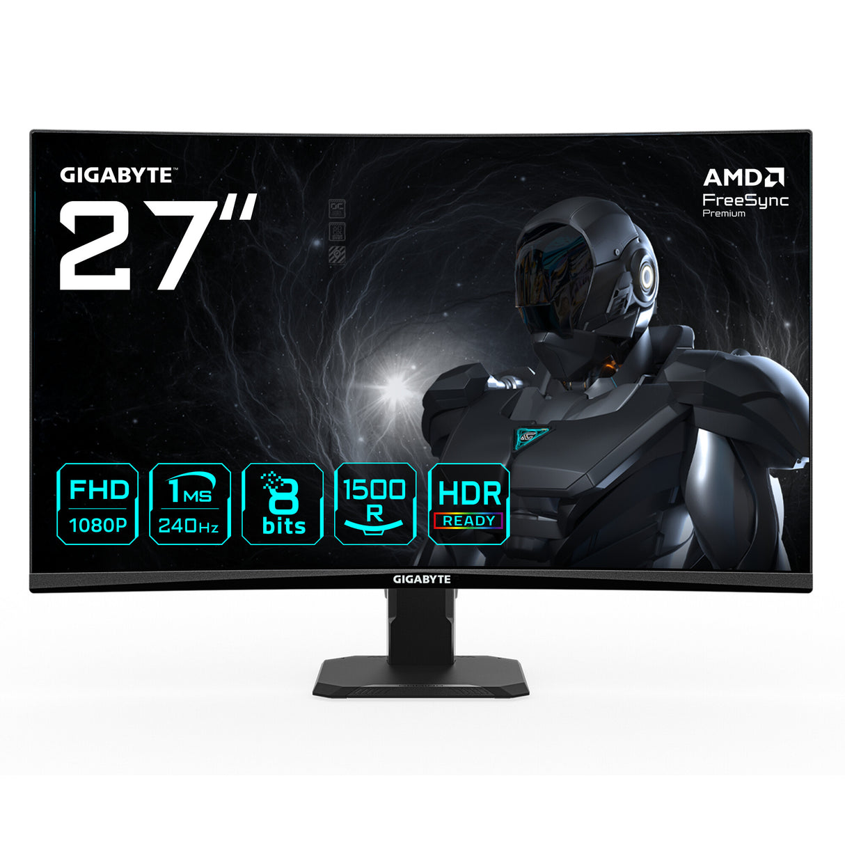 GIGABYTE GS27FC2 27" FHD Curved Gaming Monitor - 1920 x 1080, 240Hz, 1, 350 cd/m², HDR Ready, HDMI 2.0, Displayport 1.4