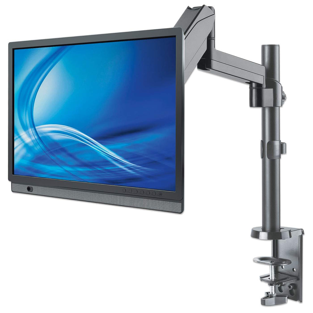Manhattan Desk Mount for TV & Monitors (Full Motion Gas Spring), For screens 13" to 27", Clamp or Grommet Assembly, VESA compatability: 75x75mm and 100x100mm - check the dimensions of the four mounting holes on back of screen to ensure it fits, Max 8kg, B