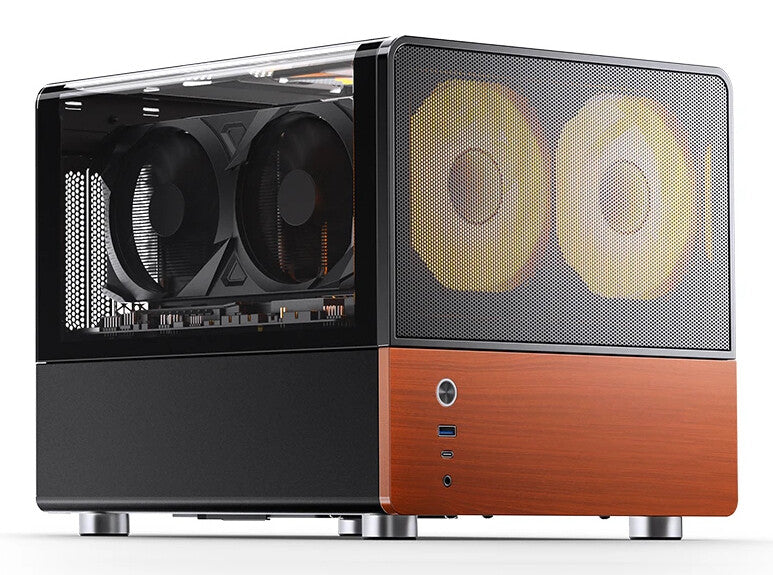 Jonsbo V12 BLACK computer case Black, Wood