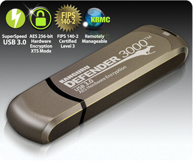 iStorage Kanguru Defender 3000™ SuperSpeed USB 3.0 256 GB| Secure Flash Drive | FIPS 140-3 Level 3 pending, FIPS 140-2 Level 3 Certified | AES-XTS 256-bit Hardware Encryption | TAA Compliant|