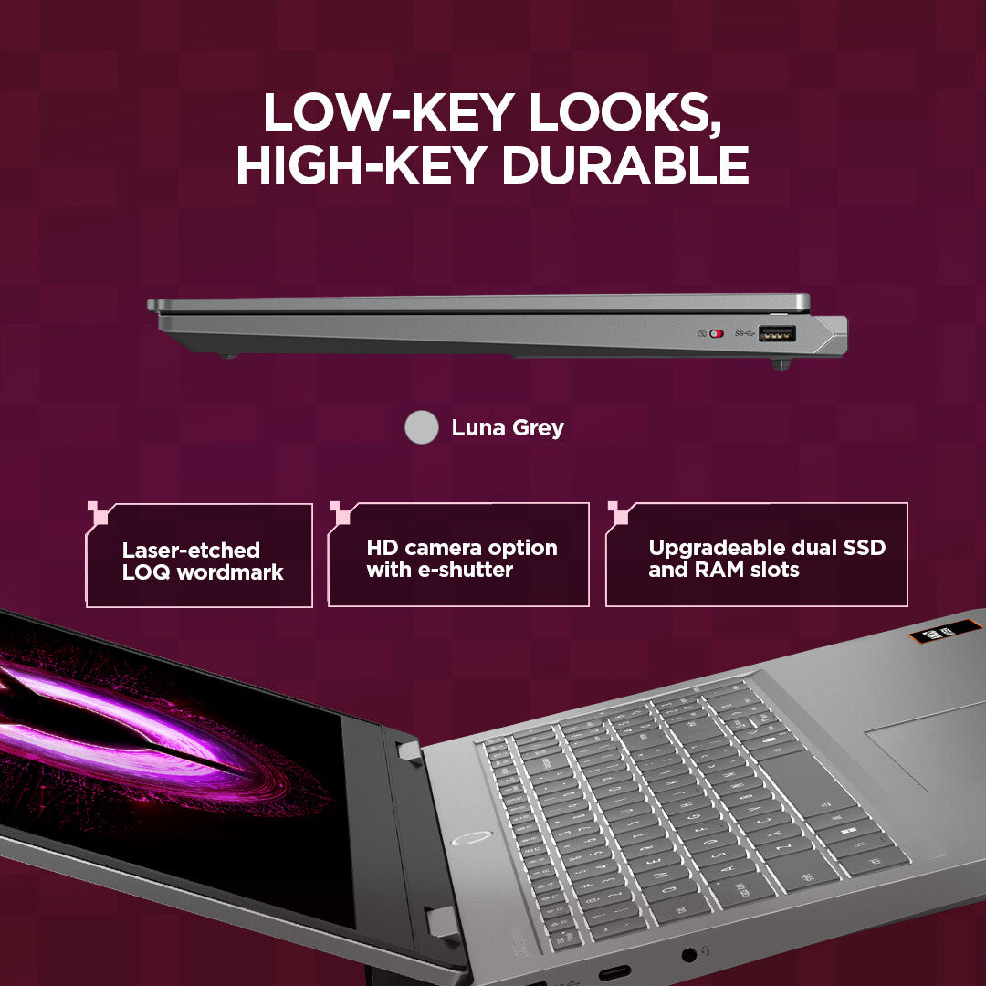 Lenovo LOQ Essential 15ARP11 AMD Ryzen™ 7 170 Laptop 39.6 cm (15.6") Full HD 16 GB DDR5-SDRAM 1 TB SSD NVIDIA® GeForce RTX™ 5050 Wi-Fi 6 (802.11ax) Windows 11 Home English Grey