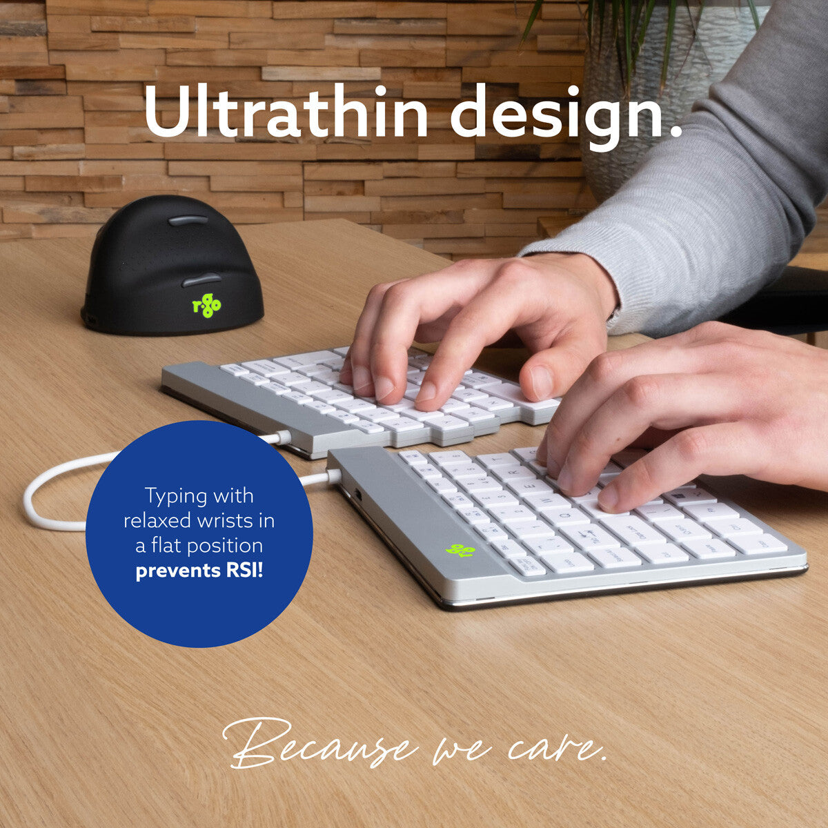 R-Go Tools Ergonomic keyboard R-Go Split Break with break software, ergonomic split keyboard, QWERTY (UK), Bluetooth, white