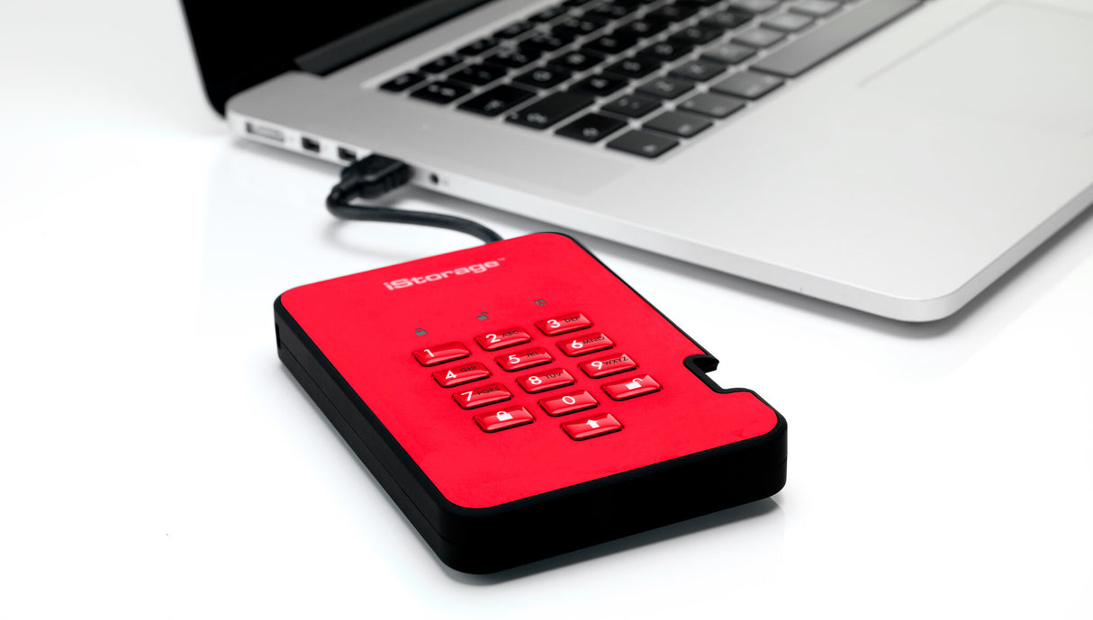 iStorage diskAshur² HDD 2TB Red | Secure Portable Hard Drive |AES-XTS 256-bit Hardware Encryption | PIN protected | OS & Platform Independent | TAA Compliant |Brute force hack defence | Dust/Water Resistant