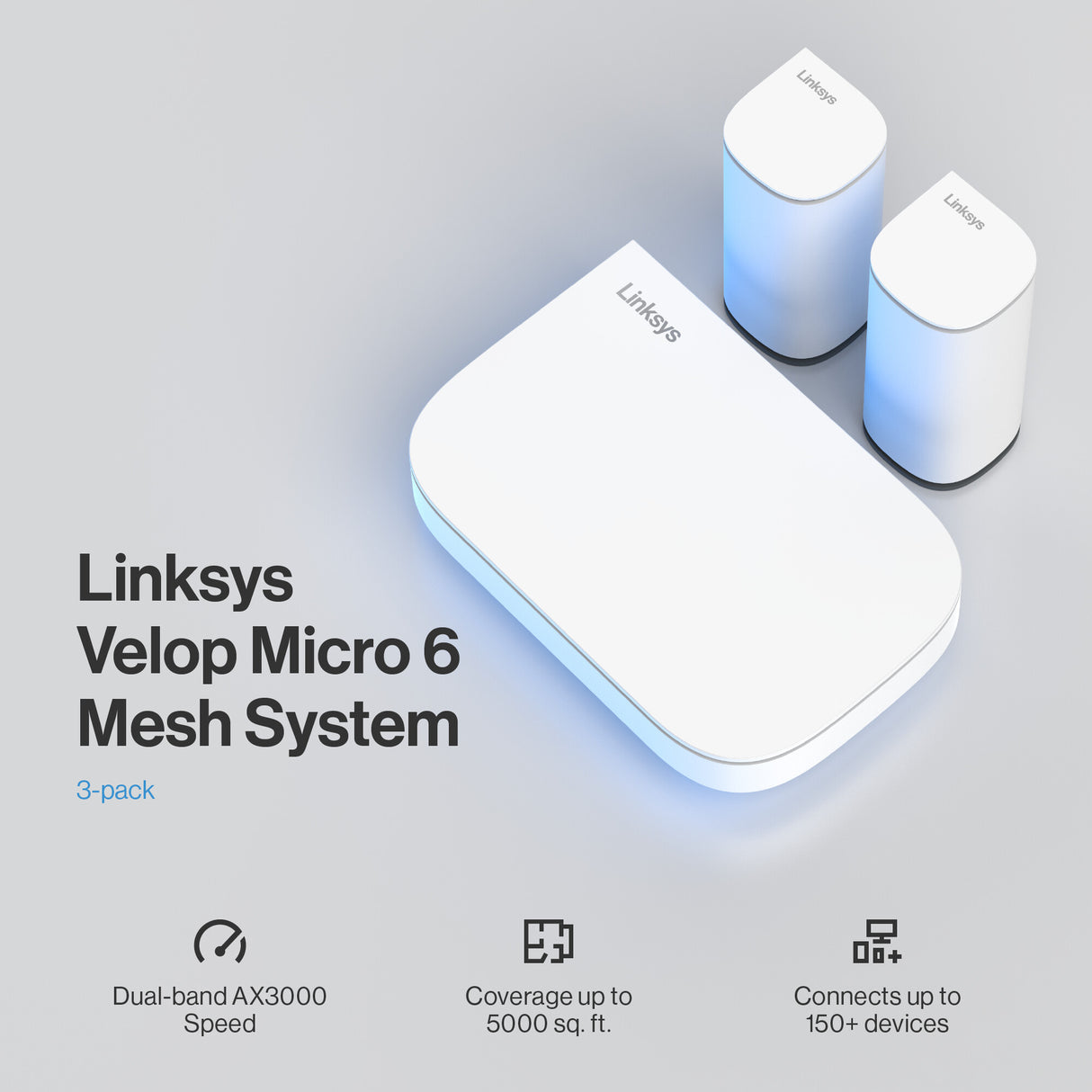 Linksys Velop Micro 6 Mesh System – Dual-Band WiFi 6 AX3000 (3-pack)