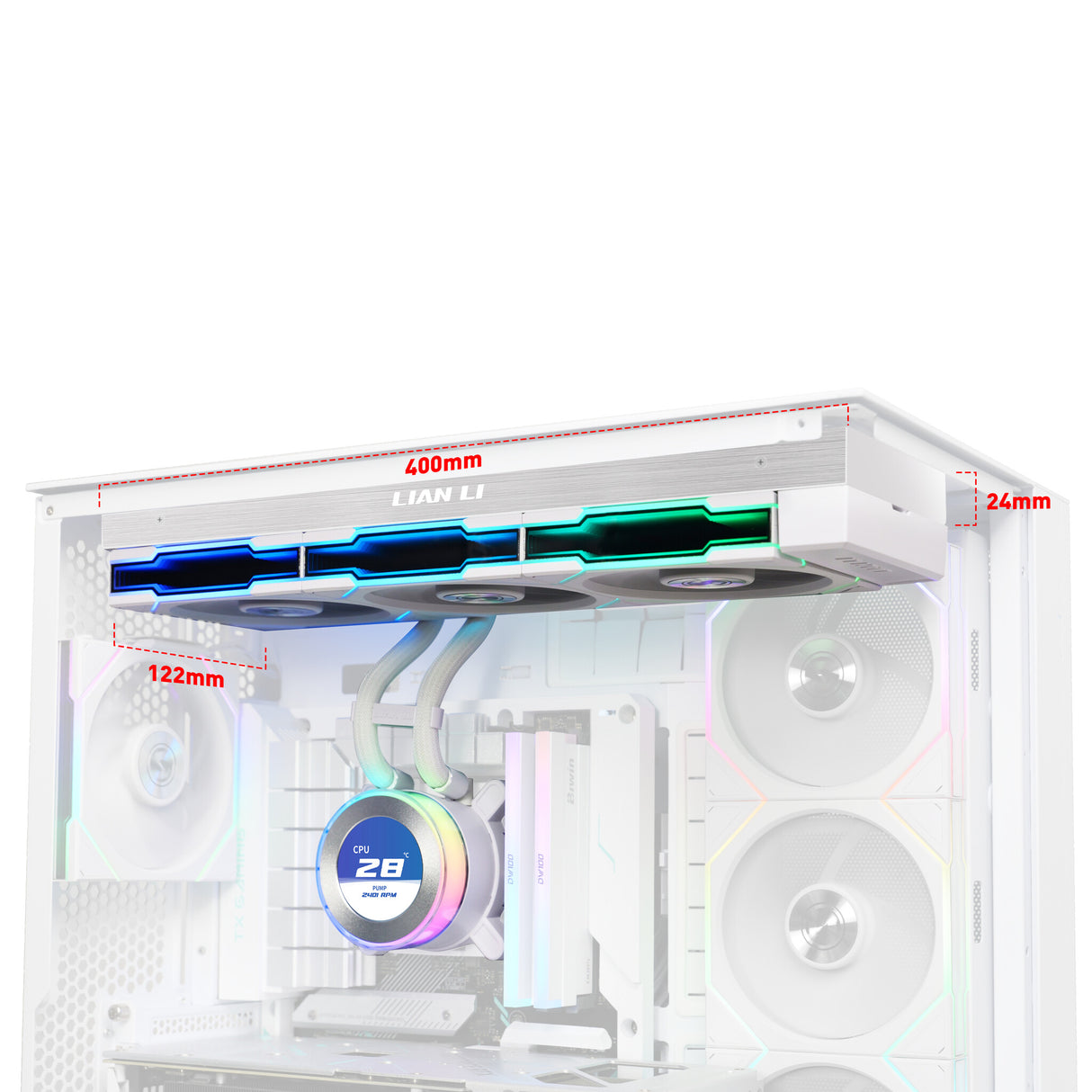Lian Li GA II Hydroshift II LCD-C 360TL Processor All-in-one liquid cooler 12 cm White 1 pc(s)