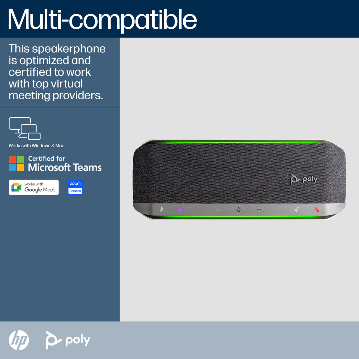 HP Poly Sync 40+ Microsoft Teams Certified USB-A USB-C Speakerphone +BT700 USB-A Adapter