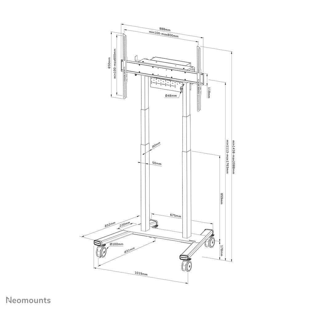 Neomounts FL55-875BL1 TV trolley 55-100" - motorised - TÜV