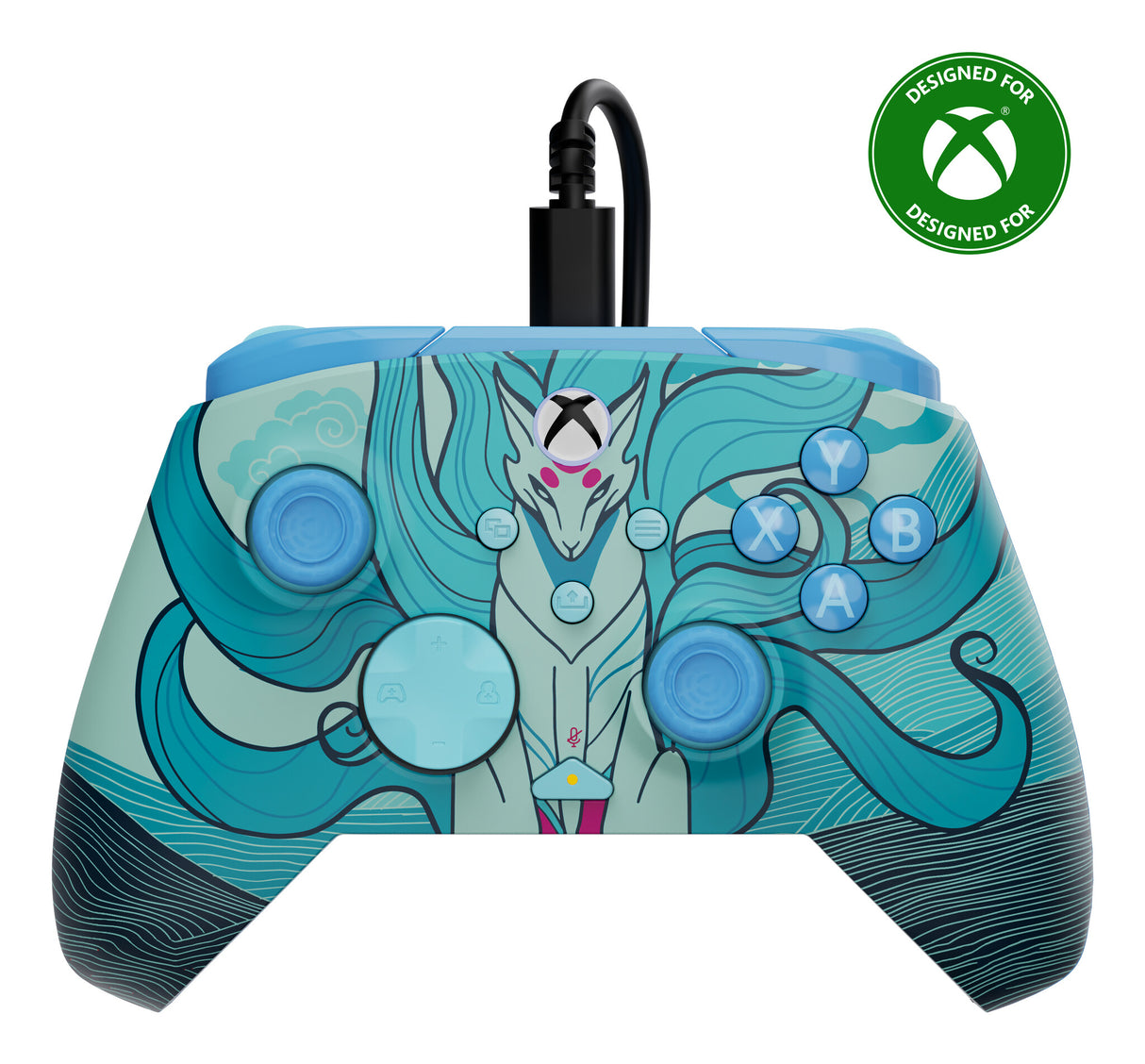 Turtle Beach Rematch Advanced Blue Kitsune Wired Gaming Controller for Xbox and PC – Powered Glow, Remappable Buttons, Hall-Effect Hair Triggers, 8ft Cable, Officially Licensed by Xbox