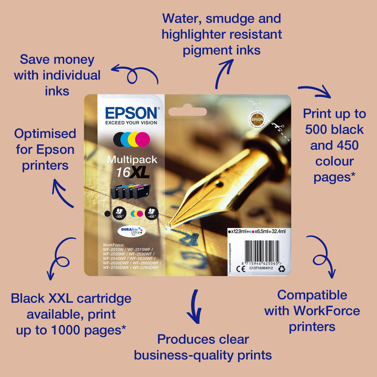 Epson Singlepack Black 16XXL DURABrite Ultra Ink