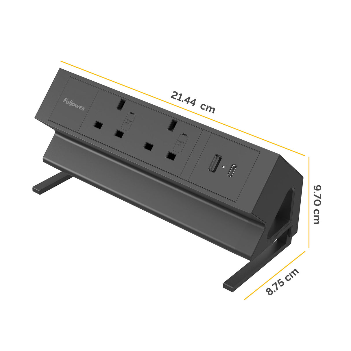 Fellowes Power Desk 2 Socket with 2 Power Sockets 1 USB-A & USB-C Ports Black