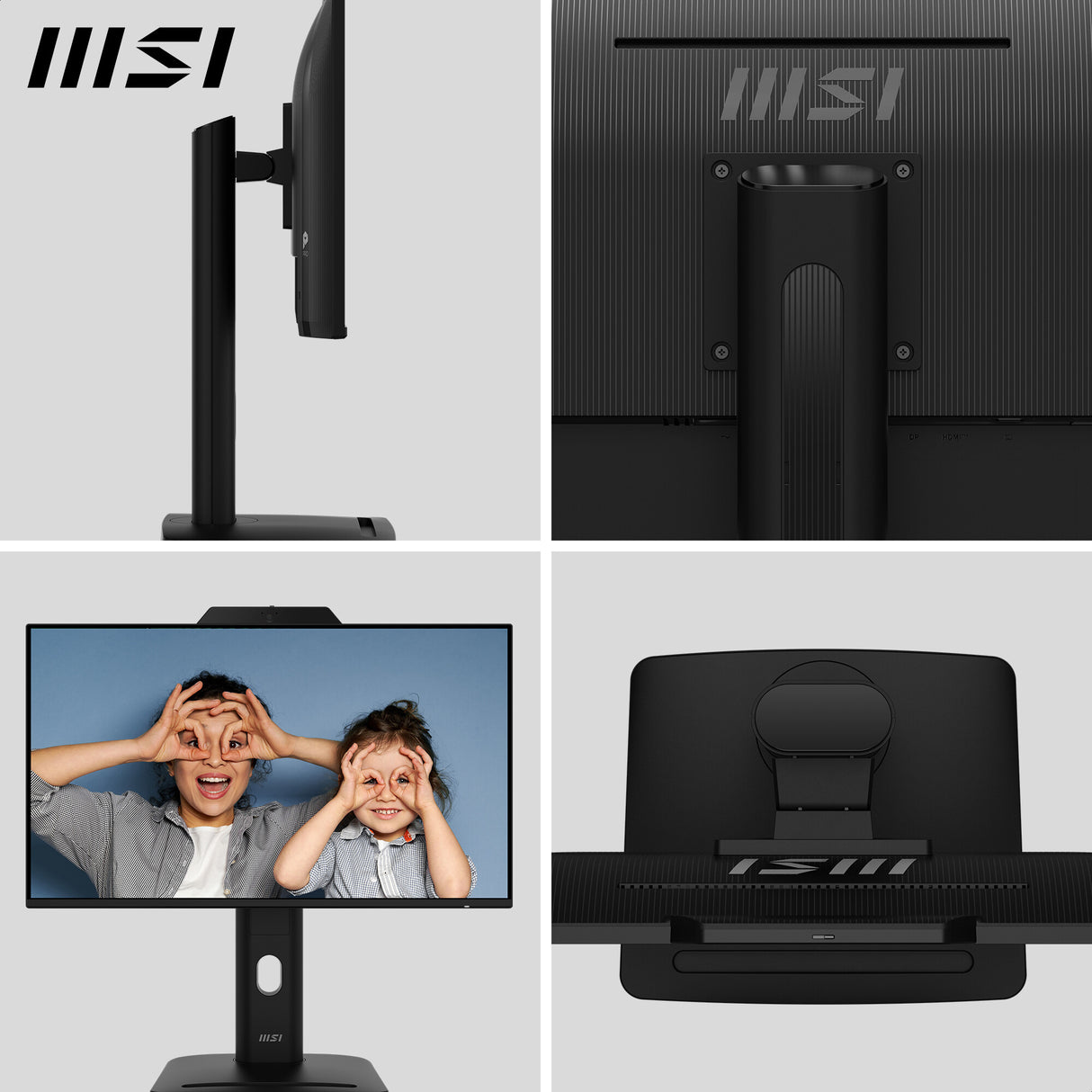 MSI Pro MP242PMG 23.8 Inch Monitor, FHD (1920 x 1080), 120Hz, IPS, 1ms, 1x HDMI 1.4b, 1x DP 1.2a, 1x D-Sub(VGA), 2xUSB 5Gbps Type-A, 1x USB 5Gbps Type-B, Built-in Speakers, Webcam, Anti-Glare, Anti-Flicker, Less Blue light, TÜV Certified, VESA, Kensington