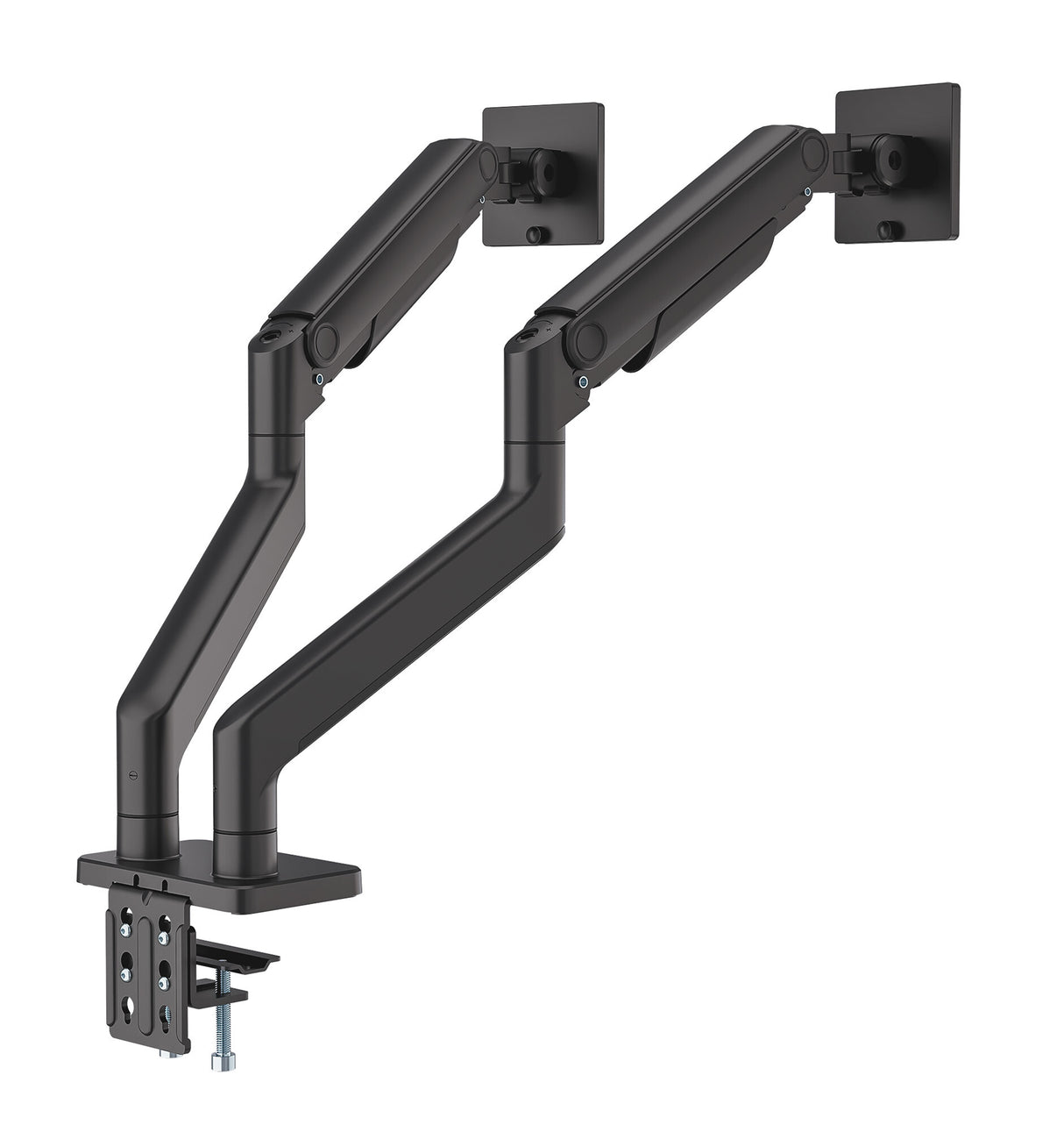 Manhattan Dual Desk Mount for TV & Monitors (Full Motion Spring), For screens 13" to 45", Clamp or Grommet Assembly, VESA compatibility: 75x75 and 100x100mm - check the dimensions of the four mounting holes on back of screen to ensure it fits, Max 20kg (e