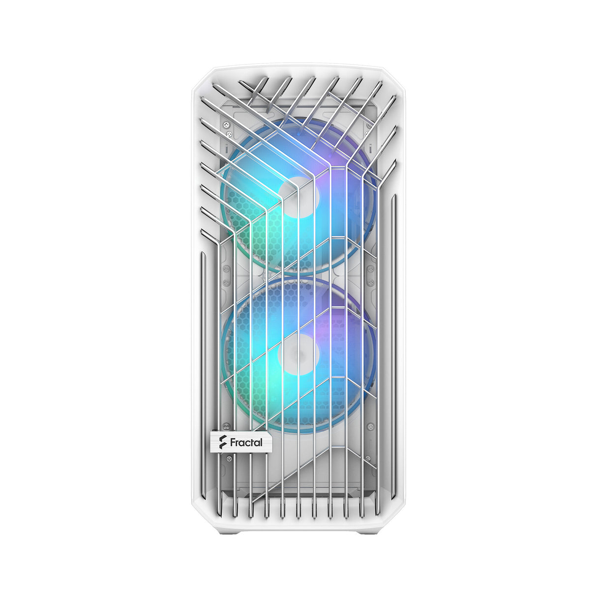 Fractal Design Torrent (White RGB TG) Estuche para juegos con ventana de vidrio transparente, E-ATX, 5 ventiladores ARGB, concentrador de ventilador, tira RGB en cubierta de fuente de alimentación, rejilla frontal, USB-C