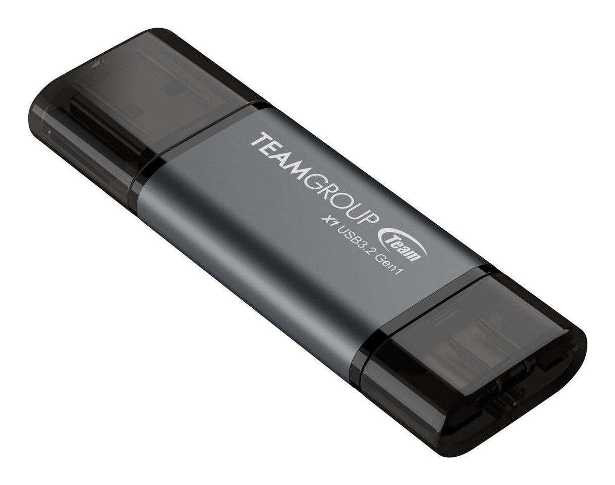 Team Group X1 USB 3.2 Gen1 USB flash drive 128 GB USB Type-A / USB Type-C 3.2 Gen 1 (3.1 Gen 1) Black, Grey