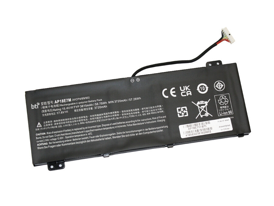 BTI KT.00407.009 compatible 57.28Wh 4-cell battery for Acer Aspire 7 Acer Concept D Nitro 5 Predator Helios