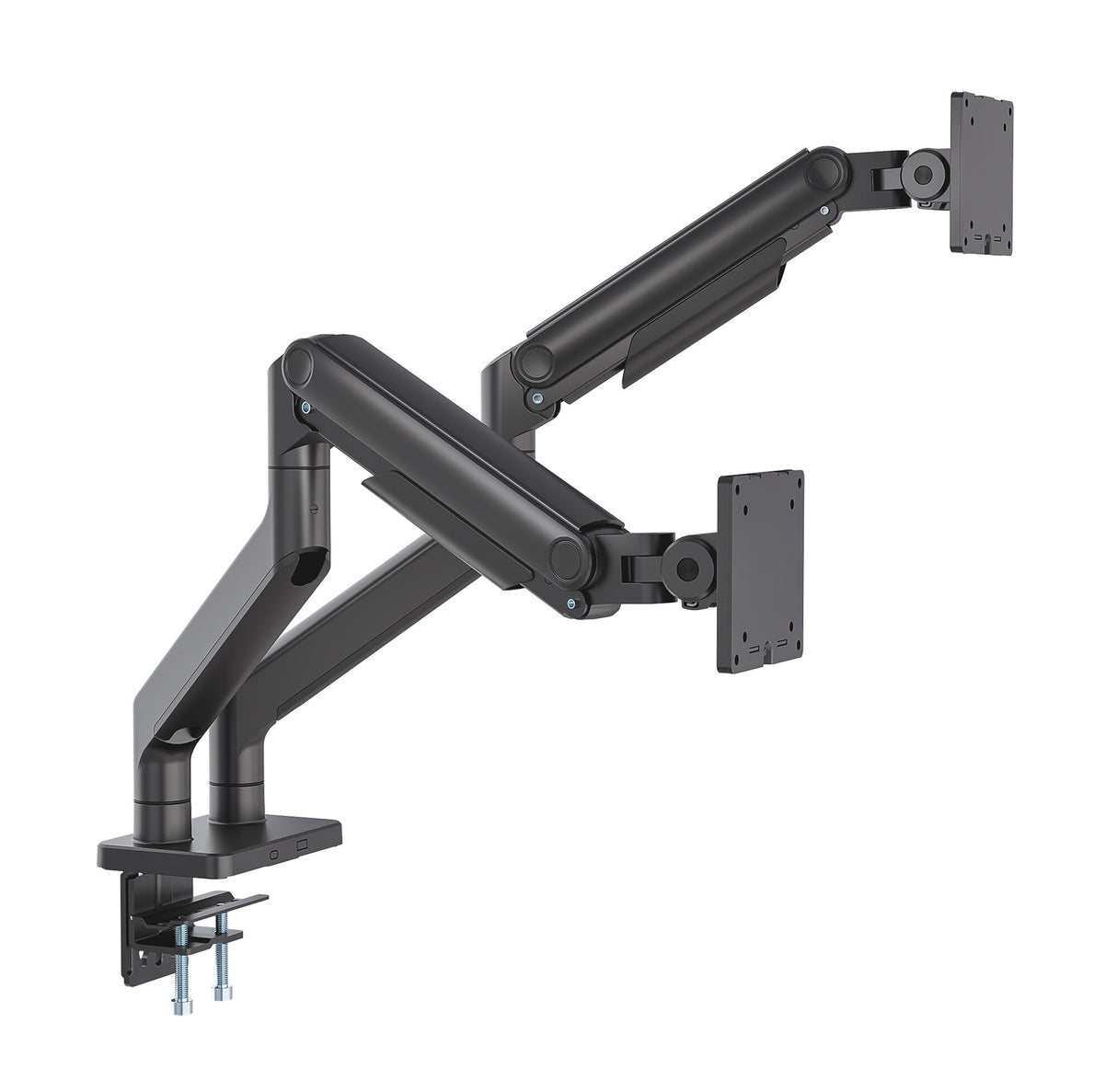 Manhattan Dual Desk Mount for TV & Monitors (Full Motion Spring), For screens 13" to 45", Clamp or Grommet Assembly, VESA compatibility: 75x75 and 100x100mm - check the dimensions of the four mounting holes on back of screen to ensure it fits, Max 20kg (e