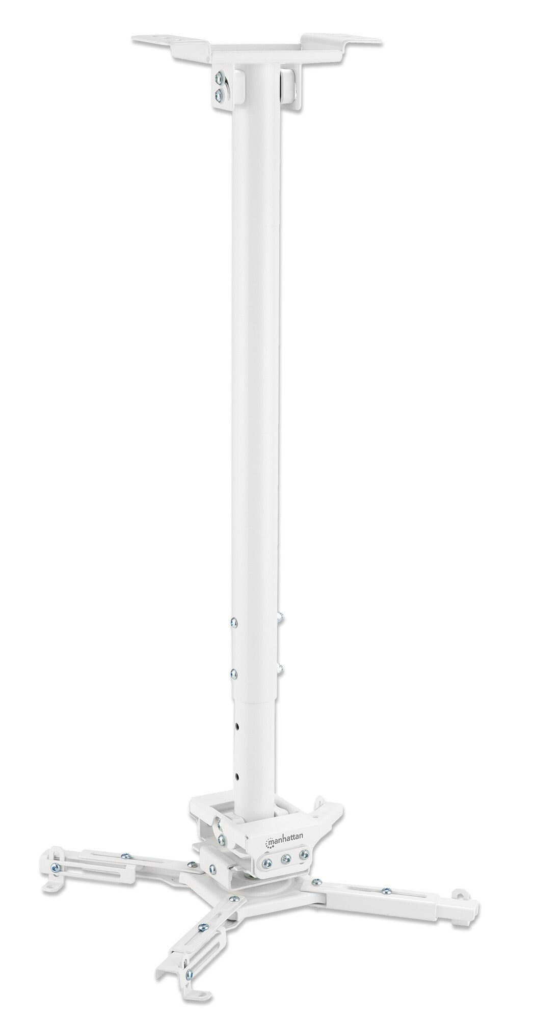 Manhattan Projector Mount, Ceiling, Universal, Full Motion, Height Range: 745 to 1145mm, Max 35kg, White, 360° rotation, +/-20° Tilt, and +/-8° Swivel, Lifetime Warranty