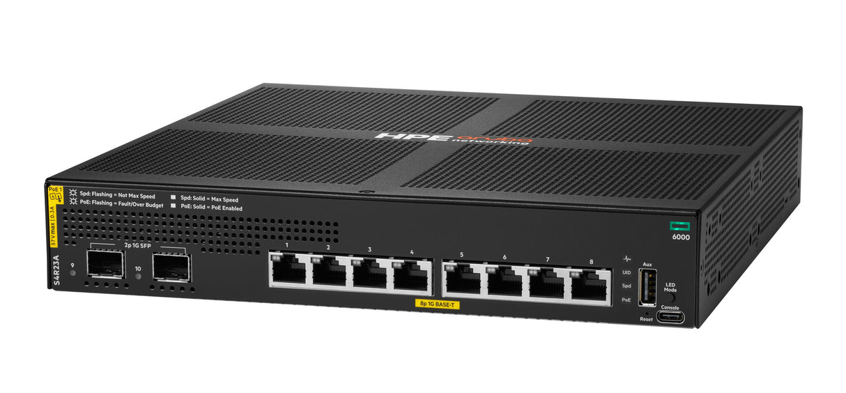 HPE Aruba Networking CX 6000 8p 10M/100M/1G Class4 PoE 2p SFP 1G 67W Switch