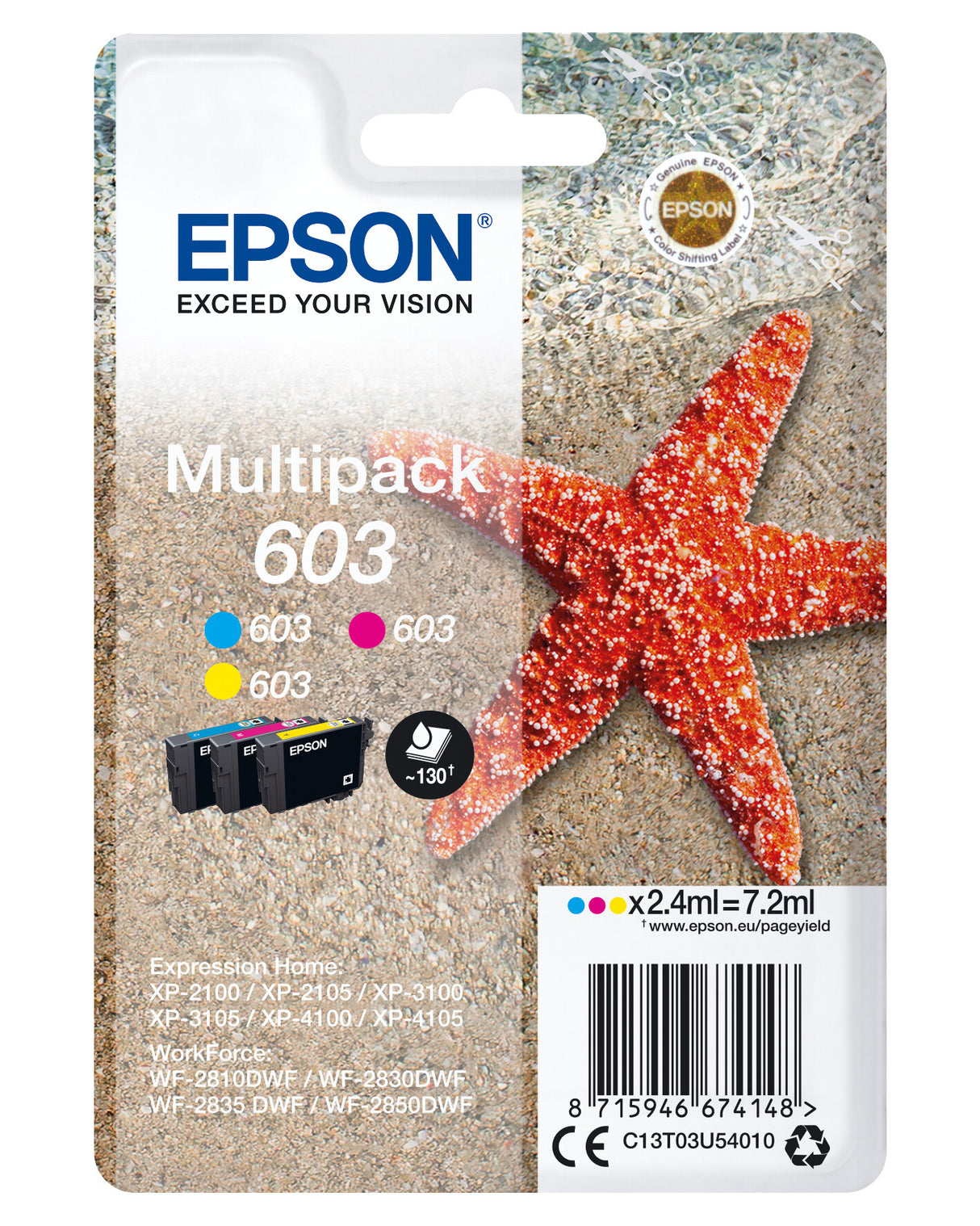Epson C13T03U54020 ink cartridge 1 pc(s) Original Standard Yield Cyan, Magenta, Yellow