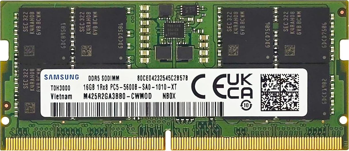 Samsung 16GB DDR5 5600MHz PC5-44800 CL46 SODIMM 1Rx8 Single Rank 1.1V 262-Pin Laptop RAM Memory M425R2GA3EB0-CWMOL