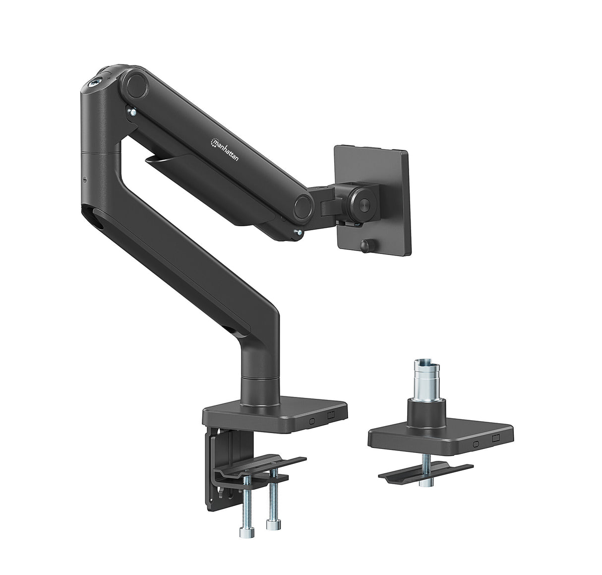 Manhattan Desk Mount for TV & Monitors (Full Motion Spring),For screens 13" to 42",C-Clamp or Grommet Assembly,VESA compatability:all between 75x75mm and 200x200mm -check the dimensions of the four mounting holes on back of screen to ensure it fits,Max 20