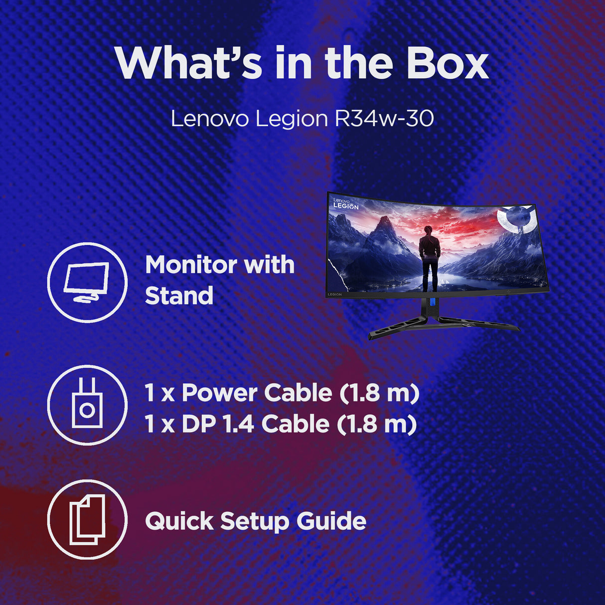 Lenovo Legion R34w-30 computer monitor 86.4 cm (34") 3440 x 1440 pixels Wide Quad HD LCD Black