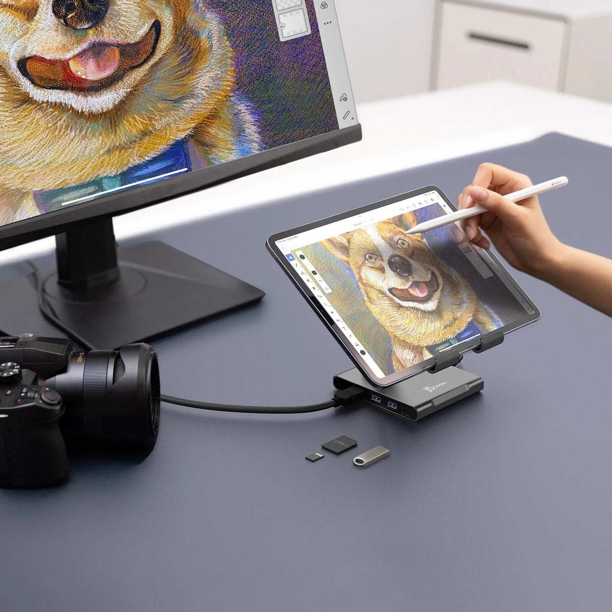 j5create JTS224 Multi-Angle Stand with Docking Station for iPad Pro®