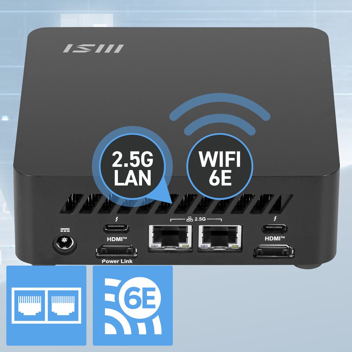 MSI Cubi NUC AI 1UMG Intel Core Ultra 5 125H , Barebone, NUC, SFF, Mini Computer, HTPC, (NO RAM, NO Storage, NO OS), Intel Graphics/DDR5/Dual ThunderBolt 4/Dual HDMI/Dual LAN/WiFi 6E/BT 5.3/VESA