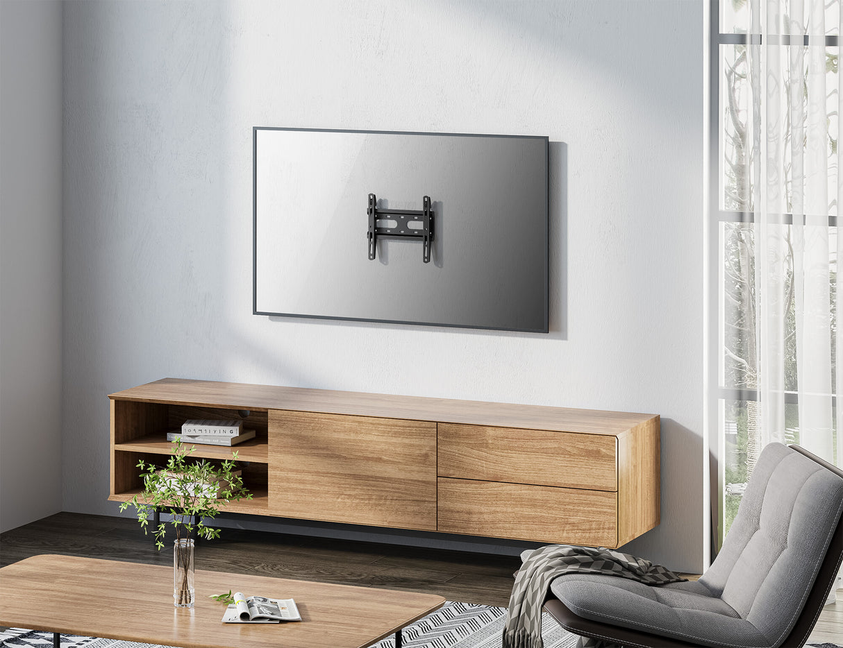 Manhattan Wall Mount for TV & Monitors (Fixed Ultra Slim), For screens 23" to 42", VESA compatibility: all between 75x75mm to 200x200mm - check the dimensions of the four mounting holes on back of screen to ensure it fits, Max 45kg, Black, Bracket