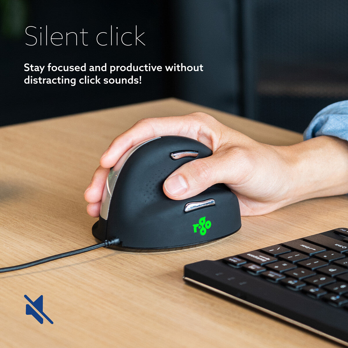 R-Go Tools Ergonomic mouse R-Go HE Break with break software, medium (hand size 165-185 mm), right-handed, Wired, black