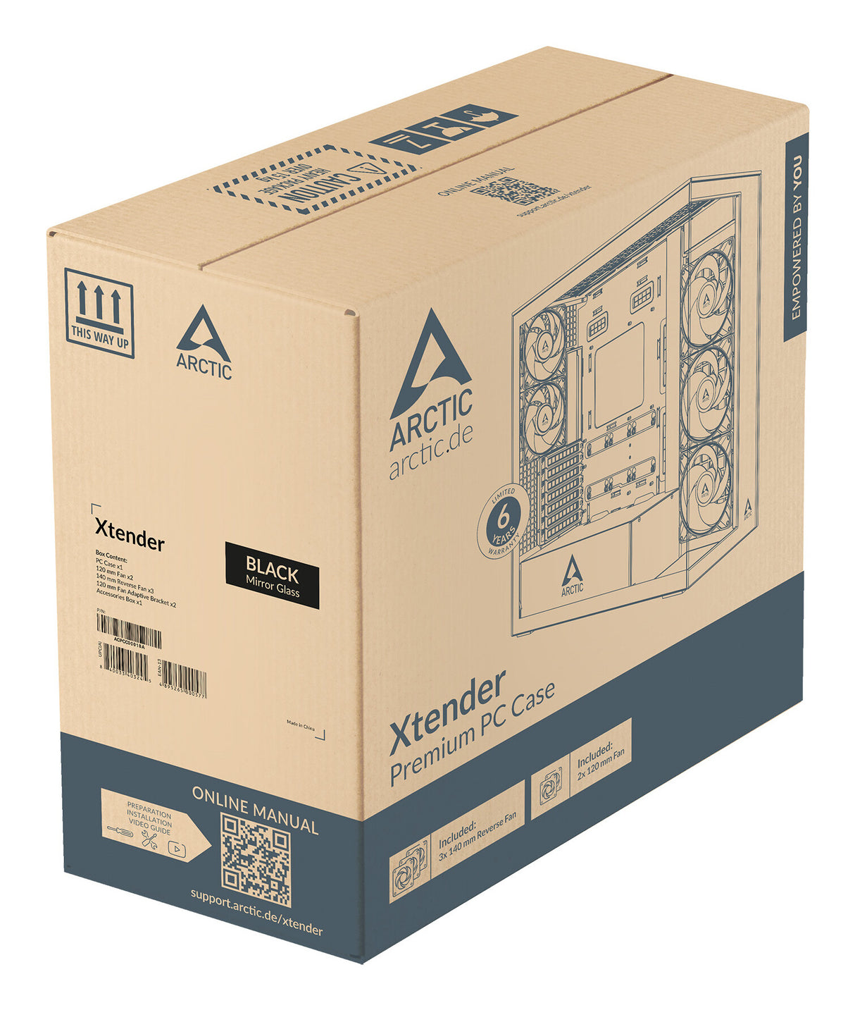 ARCTIC Xtender VG (Mirror Black) Premium E-ATX PC Case with Vertical GPU Mounting