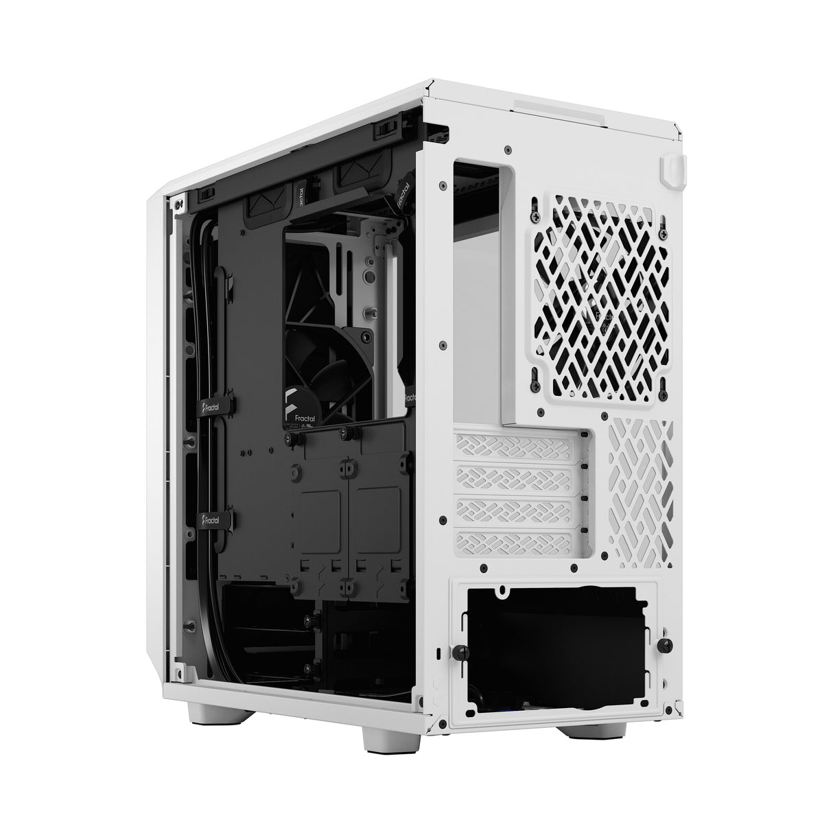 Fractal Design Meshify 2 Mini (White TG) Estuche para juegos con ventana de vidrio transparente, Micro ATX, malla angular, USB-C, GPU de 331 mm y soporte para radiador de 280 mm