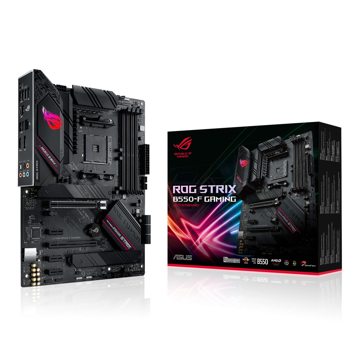 Asus ROG STRIX B550-F GAMING, AMD B550, AM4, ATX, 4 DDR4, HDMI, DP, XFire, 2,5 Go LAN, éclairage RVB, M.2
