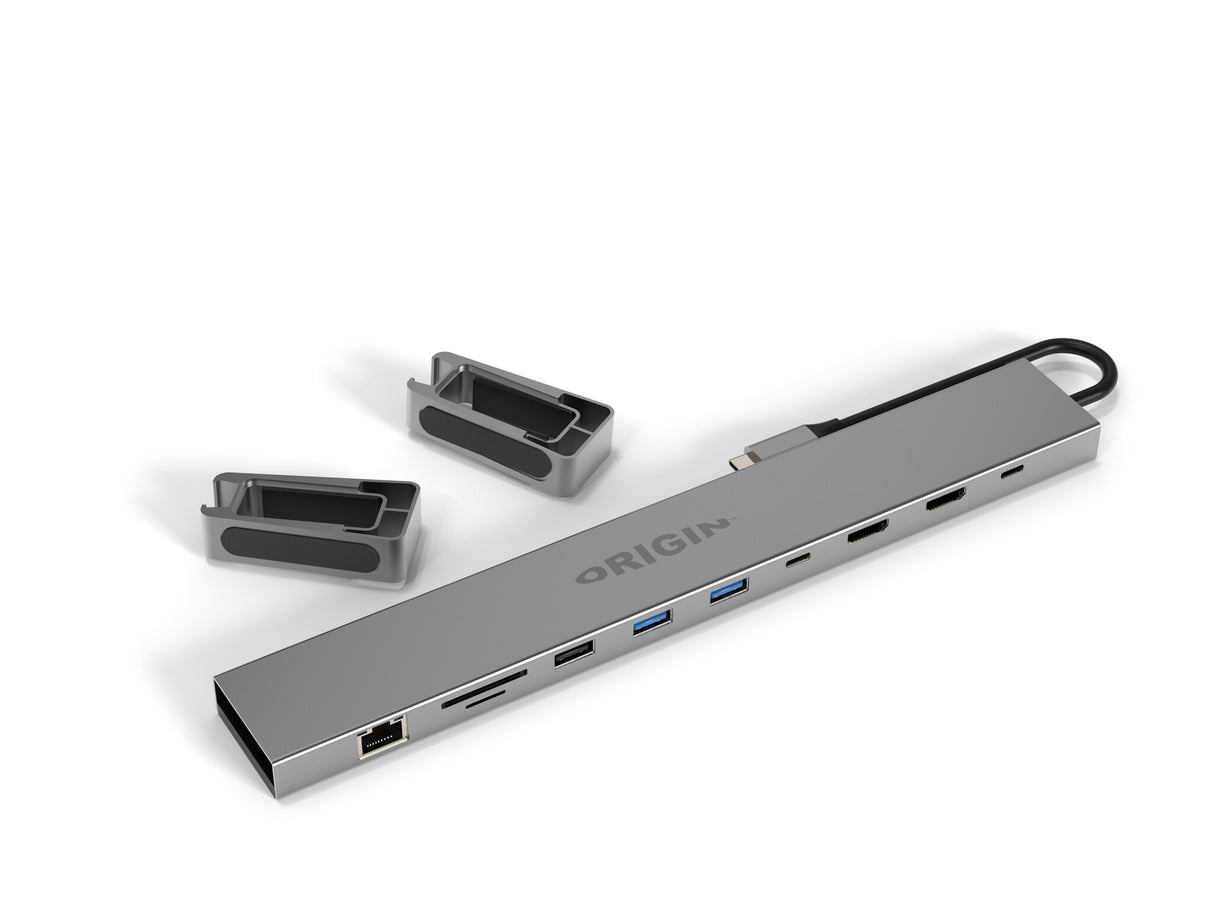 Origin Storage Travel Dock USB-C 4K 10in1 with Dual HDMI and 100w UK AC Adapter