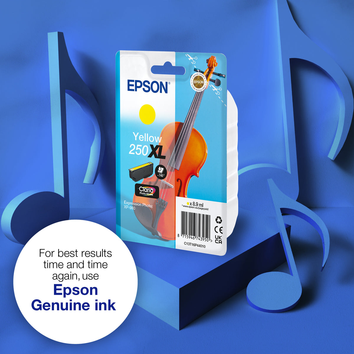 Epson Single Yellow 250XL Violin Claria Photo HD Ink