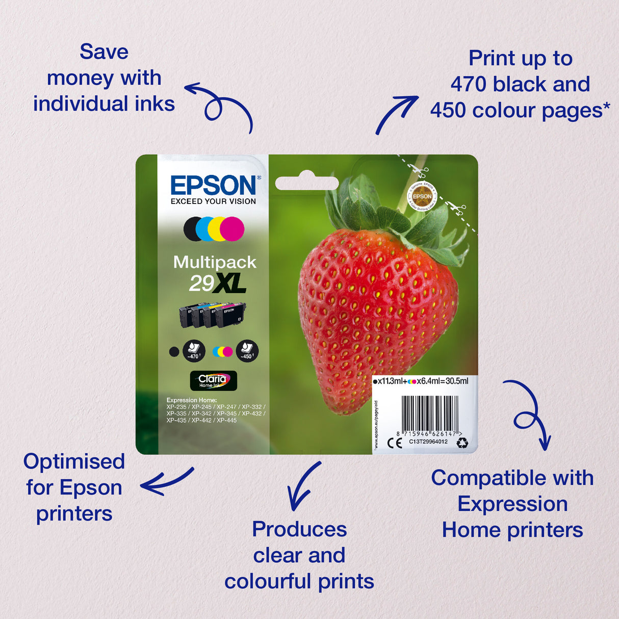 Epson Strawberry Singlepack Cyan 29 Claria Home Ink